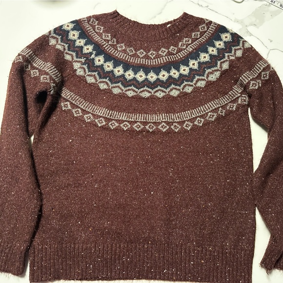 Weatherproof Sweaters - Weatherproof Maroon and Gray Patterned Sweater